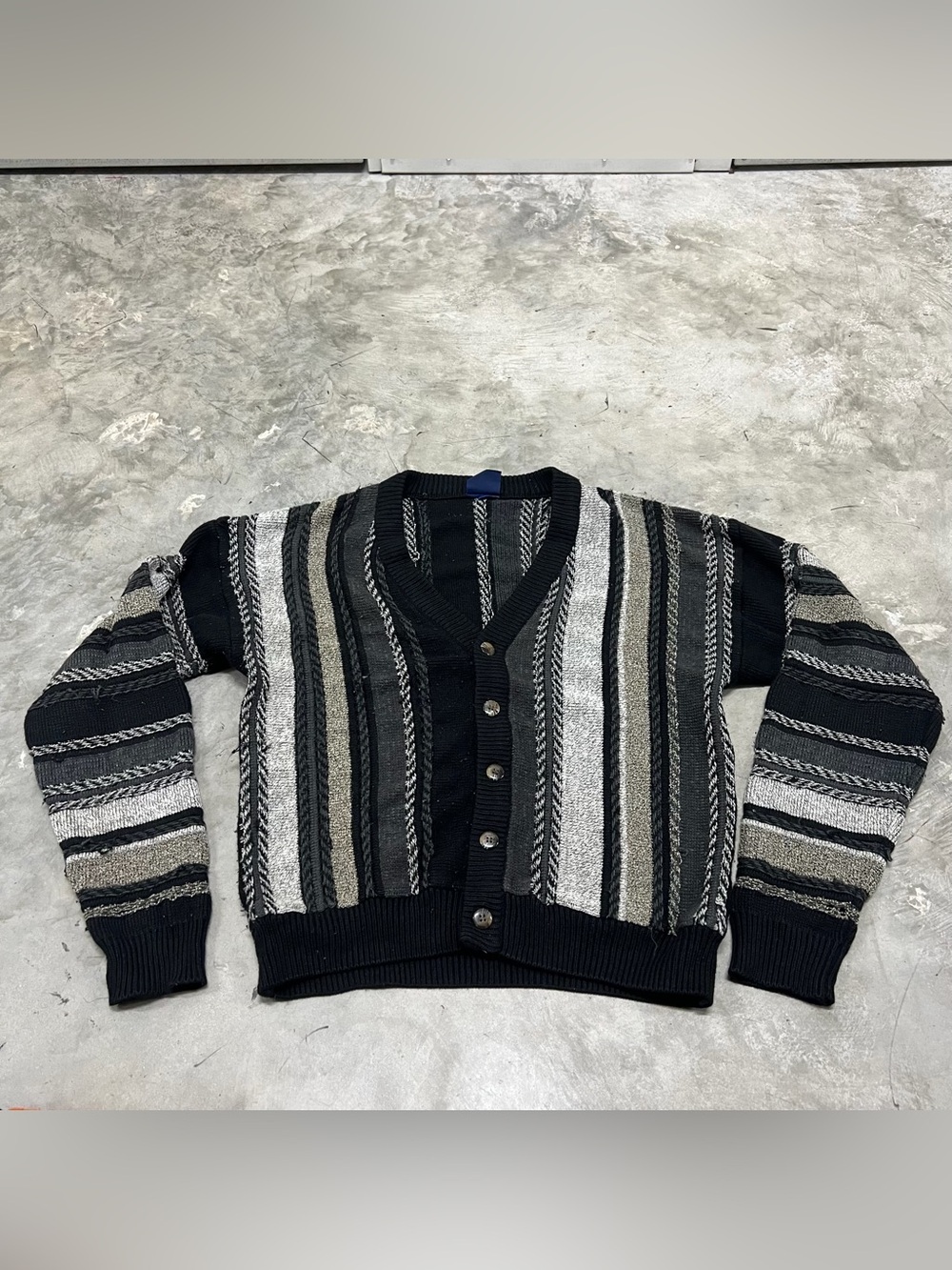 Vintage Cardigan Mens Large Knit Acrylic 80s 90s Retro Sweater John Blair Coogi